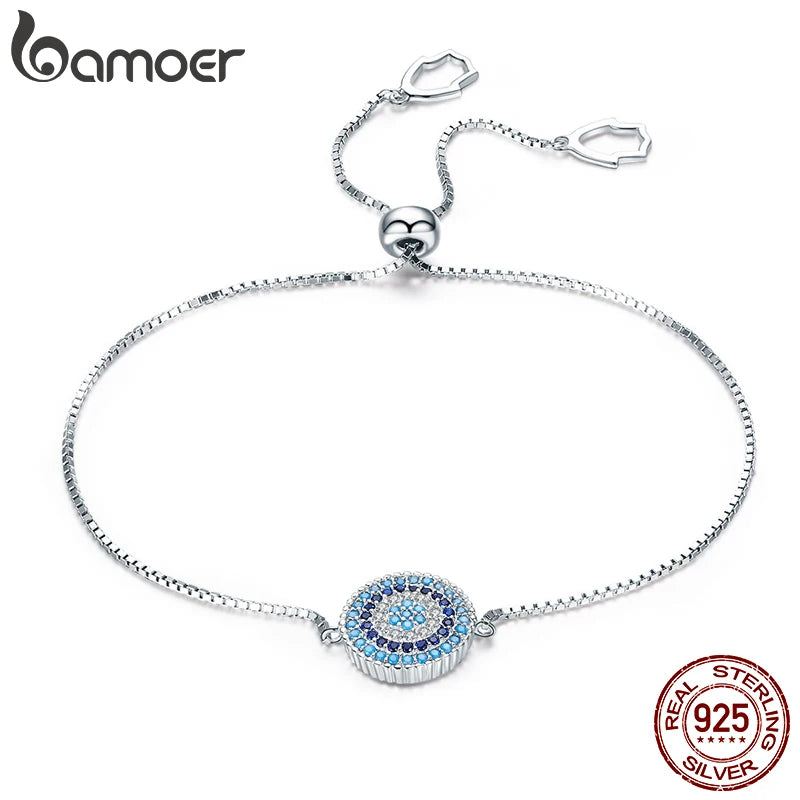 Evil Eye Chain Bracelet 925 Silver CZ Lucky Eye Adjustable