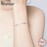 Boho Feather Chain Bracelet 925 Sterling Silver Zironia Jewelry SCB133