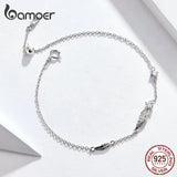 Boho Feather Chain Bracelet 925 Sterling Silver Zironia Jewelry SCB133