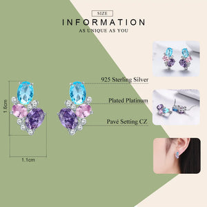 925 Sterling Silver Zircon Geometric Stud Earrings for Women