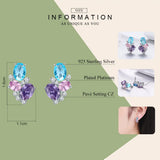 925 Sterling Silver Zircon Geometric Stud Earrings for Women