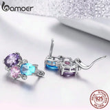 925 Sterling Silver Zircon Geometric Stud Earrings for Women