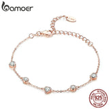 Classic 925 Sterling Silver Heart Women Bracelet Chain Lobster Clasp