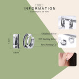 925 Silver Double Circle CZ Hoop Earrings for Women Gift SCE444