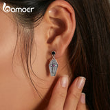 925 Silver Jesus Cross Drop Earrings Geometric Halloween Jewelry