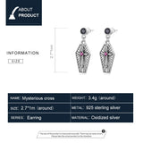 925 Silver Jesus Cross Drop Earrings Geometric Halloween Jewelry