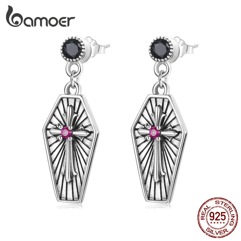 925 Silver Jesus Cross Drop Earrings Geometric Halloween Jewelry
