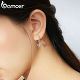 Butterfly Hoop Earrings 925 Sterling Silver Wedding Jewelry SCE833