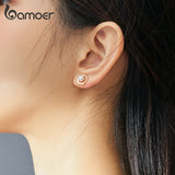 Zircon 925 Silver Pearl Stud Earrings Women's Fine Jewelry
