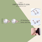 Zircon 925 Silver Pearl Stud Earrings Women's Fine Jewelry