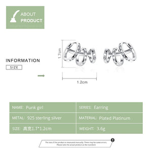 925 Silver Punk Triple Circle Hoop Ear Cuff for Women