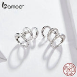 925 Silver Punk Triple Circle Hoop Ear Cuff for Women