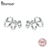 925 Silver Punk Triple Circle Hoop Ear Cuff for Women