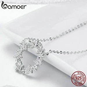 925 Sterling Silver Star Round Shape Pendants Necklaces Women Wedding Jewelry