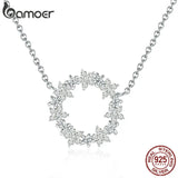 925 Sterling Silver Star Round Shape Pendants Necklaces Women Wedding Jewelry