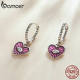 Enamel Pendants Drop Earrings 925 Sterling Silver Heart Demmon Eye Round
