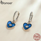 Enamel Pendants Drop Earrings 925 Sterling Silver Heart Demmon Eye Round