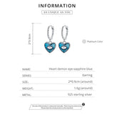 Enamel Pendants Drop Earrings 925 Sterling Silver Heart Demmon Eye Round