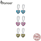 Enamel Pendants Drop Earrings 925 Sterling Silver Heart Demmon Eye Round
