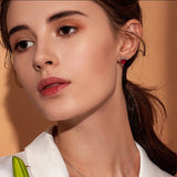 925 Silver Angel & Devil Pink CZ Heart Stud Earrings for Women