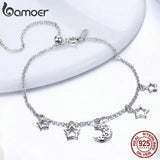 925 Silver Moon & Star Link Bracelet for Women