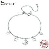 925 Silver Moon & Star Link Bracelet for Women