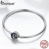 925 Silver CZ Moon Star Bracelet Bangles Women Jewelry S925 SCB080