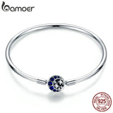 925 Silver CZ Moon Star Bracelet Bangles Women Jewelry S925 SCB080