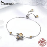 Sterling Silver Dancing Honey Bee Chain Link Bracelet