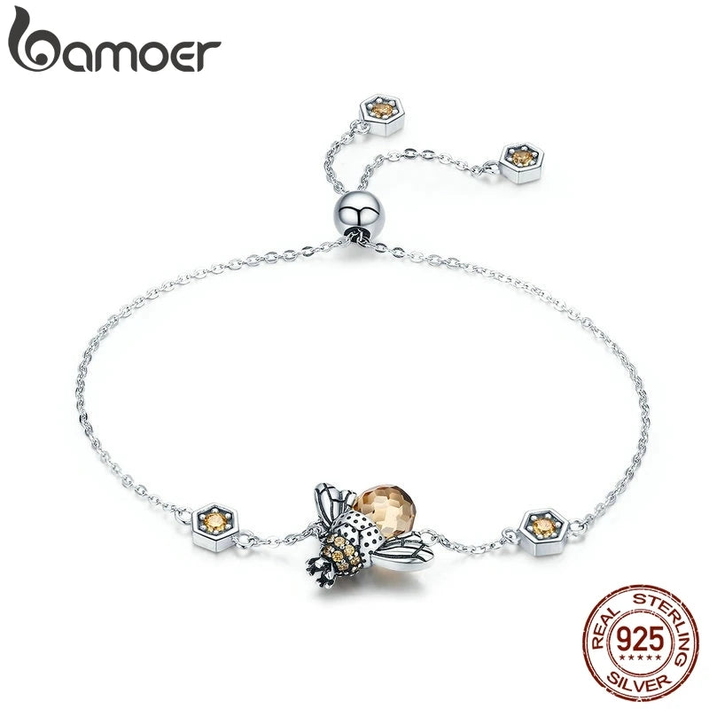Sterling Silver Dancing Honey Bee Chain Link Bracelet