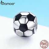 925 Sterling Silver Football Love Charm Bead for Bracelet Necklace SCC666