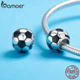 925 Sterling Silver Football Love Charm Bead for Bracelet Necklace SCC666