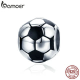 925 Sterling Silver Football Love Charm Bead for Bracelet Necklace SCC666