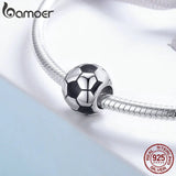 925 Sterling Silver Football Love Charm Bead for Bracelet Necklace SCC666