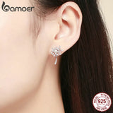 925 Silver Blooming Dandelion Love Stud Earrings for Women SCE506