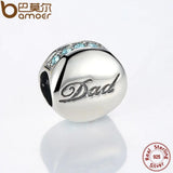 925 Silver Crystals Dad Charm Bracelet Bangle Father's Gift SCC006