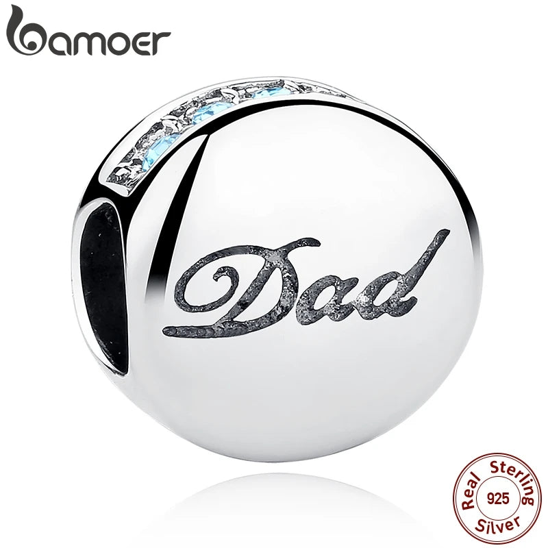 925 Silver Crystals Dad Charm Bracelet Bangle Father's Gift SCC006