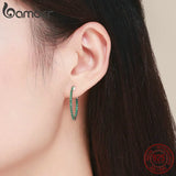 925 Sterling Silver Green CZ Stud Earrings Wedding Jewelry