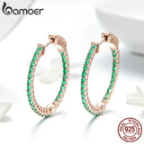 925 Silver Green CZ Stud Earrings Women Wedding Jewelry SCE511