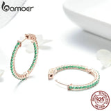 925 Silver Green CZ Stud Earrings Women Wedding Jewelry SCE511