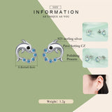 925 Silver Dolphin Love Ball Stud Earrings Women Jewelry SCE179