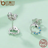 925 Silver Dolphin Love Ball Stud Earrings Women Jewelry SCE179