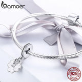 925 Sterling Silver Heart Petals Clover Dangle Charm for Bracelets