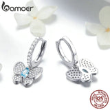 925 Silver CZ Butterfly Crystal Drop Earrings Wedding Jewelry