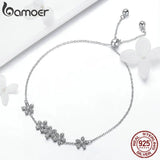 925 Silver Daisy Flower Bracelet Clear CZ Jewelry Gift