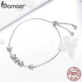 925 Silver Daisy Flower Bracelet Clear CZ Jewelry Gift