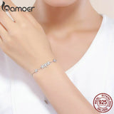 925 Silver Daisy Flower Bracelet Clear CZ Jewelry Gift
