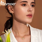 925 Silver Round Circle Hoop Earrings Women Gift SCE498