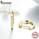 925 Silver Round Circle Hoop Earrings Women Gift SCE498