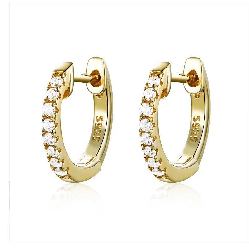 925 Silver Round Circle Hoop Earrings Women Gift SCE498